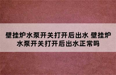 壁挂炉水泵开关打开后出水 壁挂炉水泵开关打开后出水正常吗